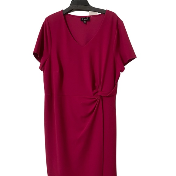 “Connected Apparel” Elegant Pink Short Sleeve Dress with Knot Detail - 20W - Picture 4 of 8